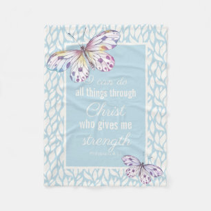 Manta Polar Sagrada Escritura de Mariposa Cristiana Azul