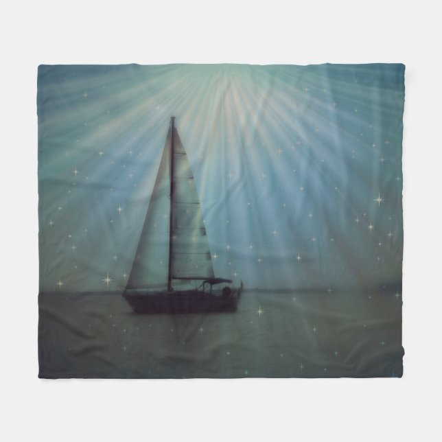 Manta Polar SailBoat & Stars Fleece Blanket (Frente (Horizontal))