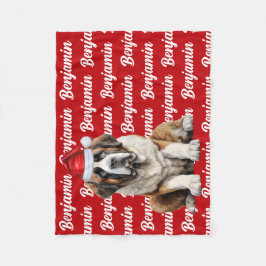 Manta Polar Saint Bernard Dog with Name Pattern Christmas
