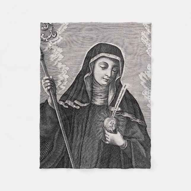 Manta Polar Saint Gertrude, el gran místico benedictino alemán (Anverso)