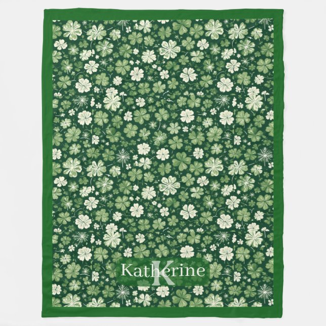 Manta Polar Saint Patricks Day Raining Shamrocks 4 Leaf Clover (Anverso)