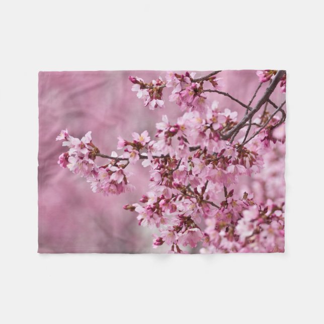 Manta Polar Sakura cerezos florecen en capas rosadas pasteles (Frente (Horizontal))
