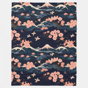 Manta Polar Sakura Flor de Cerezo de Inspiración Japonesa