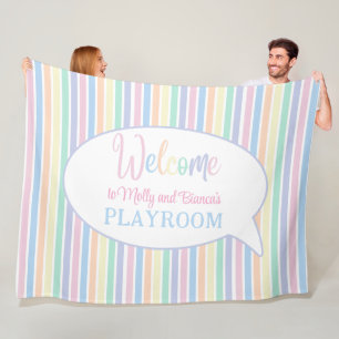 Manta Polar Sala de juegos infantil personalizada con rayas de