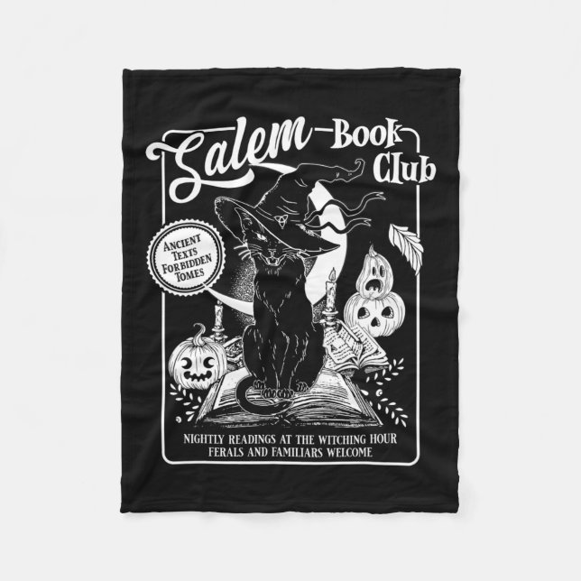 Manta Polar Salem Witch Book Club Bookish Retro Halloween Blac (Anverso)