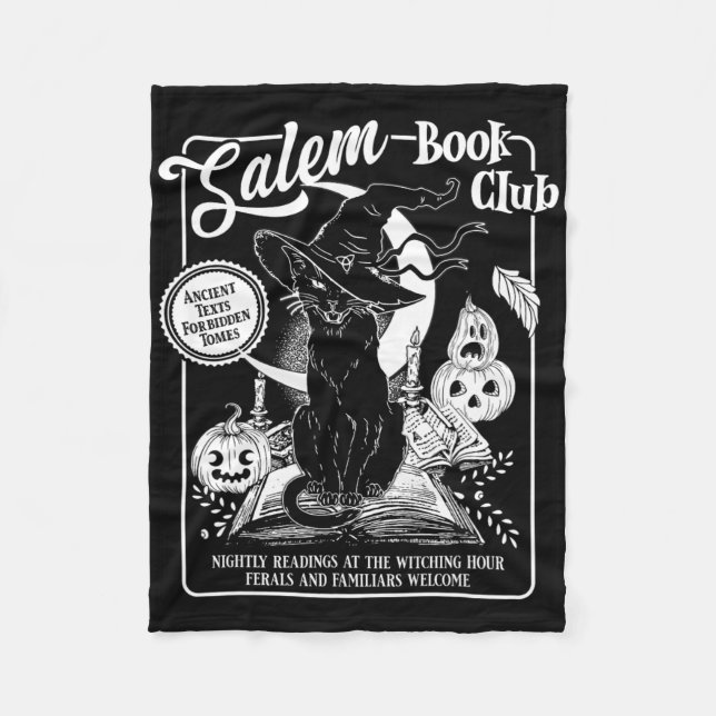 Manta Polar Salem Witch Book Club Bookish Retro Halloween Blac (Anverso)