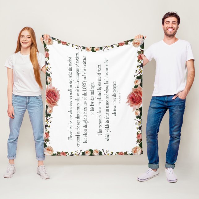 Manta Polar Salmo 1 con bordes de flores (In situ)