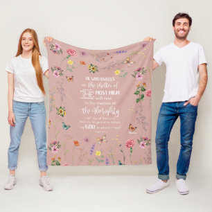 Manta Polar Salmo 91 Biblia Verse Flores salvajes Fleece Blank