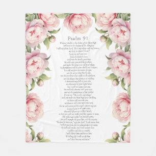 Manta Polar Salmo 91 Escritura Verso Bíblico Floral Rubor