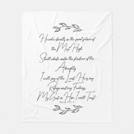 Manta Polar Salmo 91 Hojas botánicas negras y blancas cristian