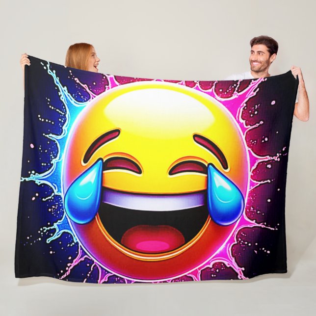 Manta Polar Salpicadura Alegre: Arte de Emoji Riéndose (In situ)