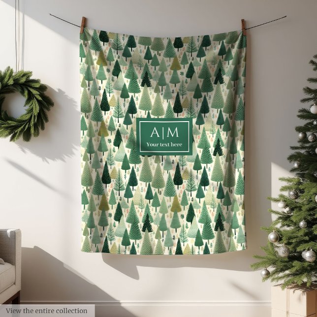 Manta Polar Salto acuático árboles de navidad verde pastel (Chic watercolor sage green minimalist holiday throw)