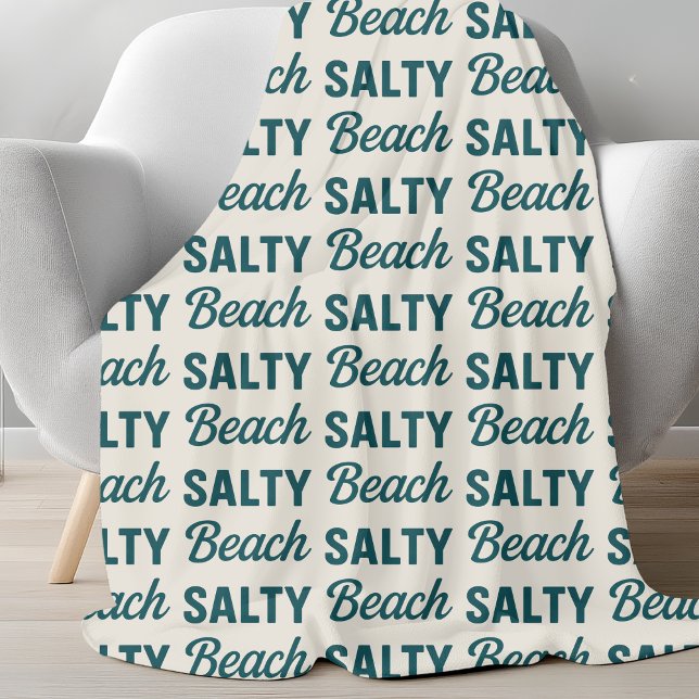 Manta Polar Salty Beach Sand & Teal Blue Graphic Coastal Decor (Subido por el creador)