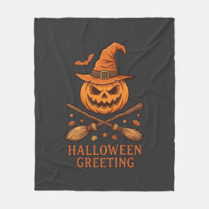 Manta Polar Saludo de Halloween Calabaza Sombrero de Bruja Esc