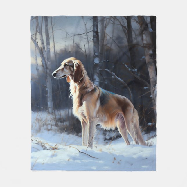 Manta Polar Saluki Let It Snow Navidades (Anverso)