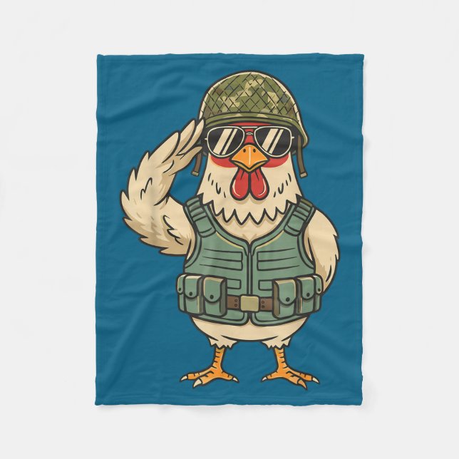 Manta Polar Saluting Soldier Chicken Military Rooster Army For (Anverso)