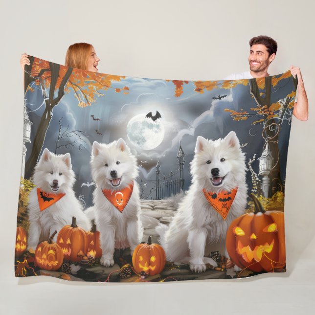 Manta Polar Samoyed Halloween Espeluznante (In situ)