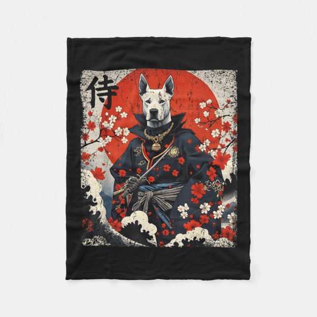 Manta Polar Samurai japonés Pitbull Tattoo Kawaii Ukiyo-e Nin (Anverso)