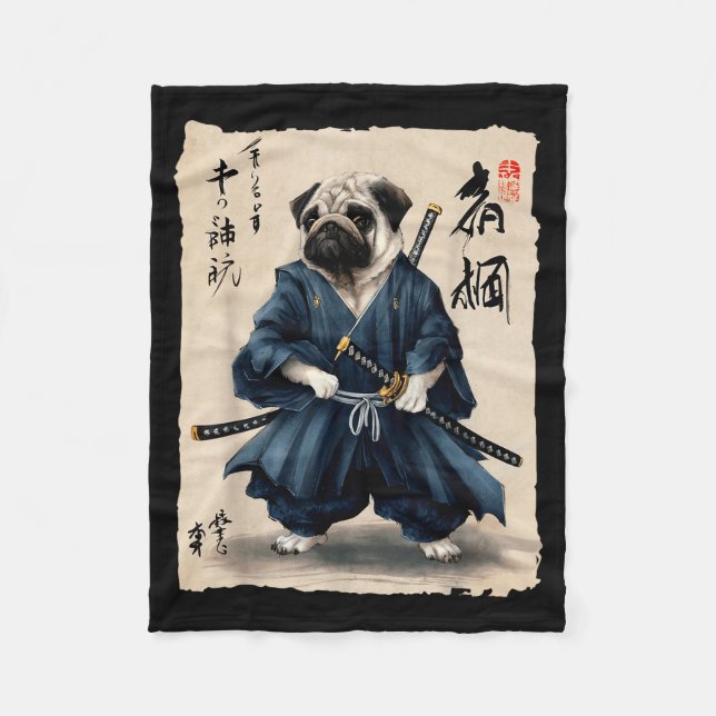 Manta Polar Samurai Pug Japanese Anime Dog Pug Lover Funny For (Anverso)