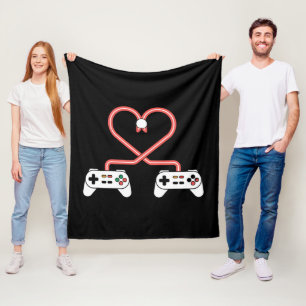 Manta Polar San Valentín de jugador de videojuegos con corazón