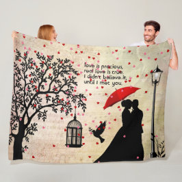 Manta Polar San Valentín de poesía negra y beige de época