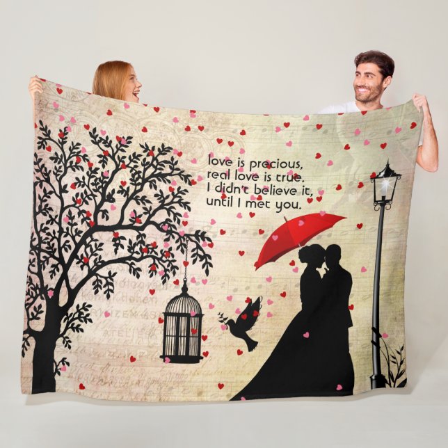 Manta Polar San Valentín de poesía negra y beige de época (In situ)