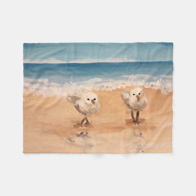 Manta Polar Sandpipers by the Sea Shore Fleece Blanket (Frente (Horizontal))