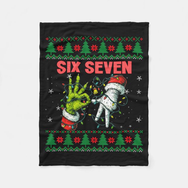 Manta Polar Santa 67 Christmas Ugly Sweater Fingers Six Seven  (Anverso)