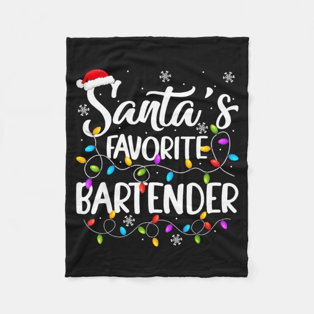 Manta Polar Santa Bartender Favorito Luces de Navidad Divertid (Anverso)