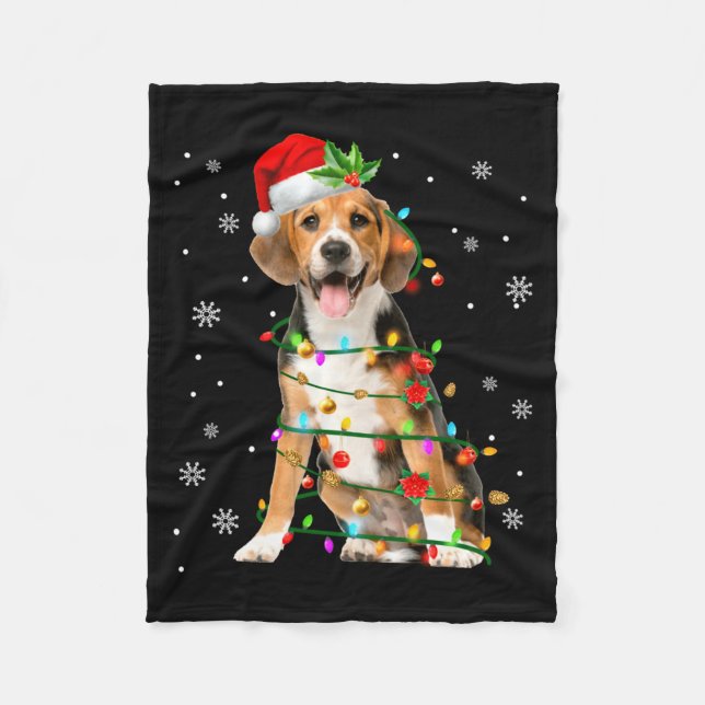 Manta Polar Santa Beagle Christmas Lights Xmas Dog Lover Men W (Anverso)
