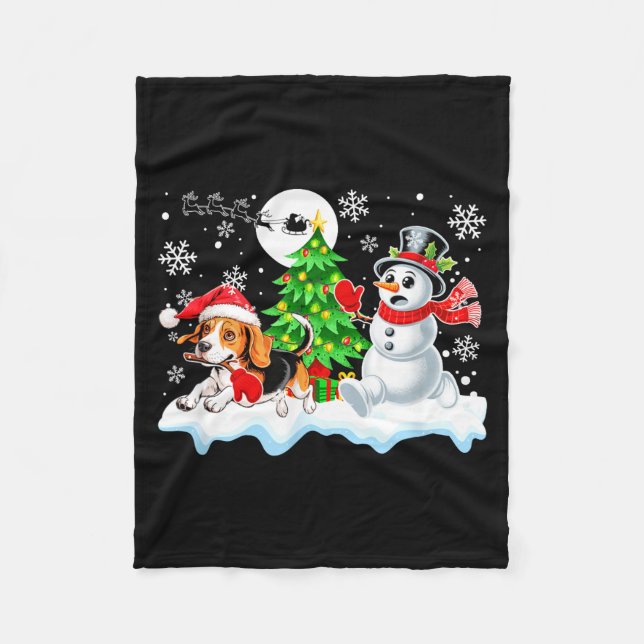 Manta Polar Santa Beagle Snowman Running Friends Christmas Own (Anverso)