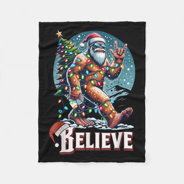 Manta Polar Santa Bigfoot Christmas Lights Funny Sasquatch Bel (Anverso)