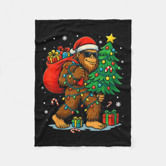 Manta Polar Santa Bigfoot Christmas Tree Lights Xmas Boys Men  (Anverso)