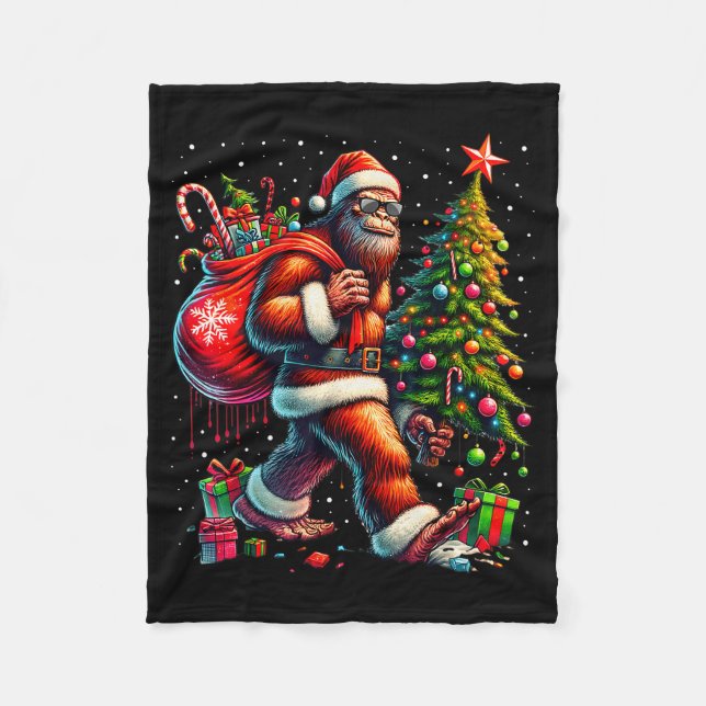 Manta Polar Santa Bigfoot Christmas Tree Xmas Lights Funny Sas (Anverso)
