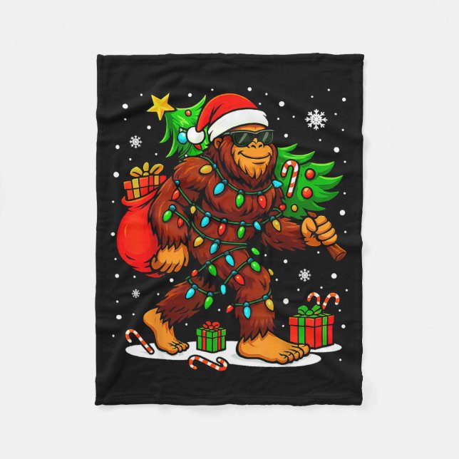 Manta Polar Santa Bigfoot Christmas Tree Xmas Lights Funny Sas (Anverso)
