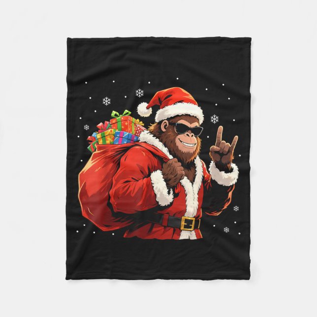 Manta Polar Santa Bigfoot Rock Christmas Funny Holiday Tee  (Anverso)