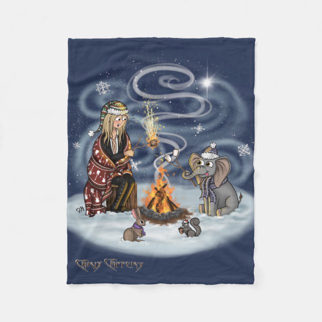 Manta Polar Santa Chris y Wilbur Fireside Amigos Fleece Blank (Anverso)