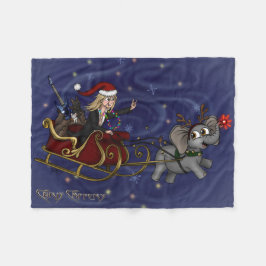 Manta Polar Santa Chris y Wilbur Sleigh Ride Fleece Blanket