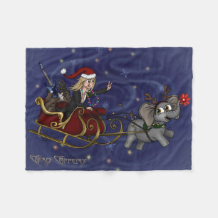 Manta Polar Santa Chris y Wilbur Sleigh Ride Fleece Blanket