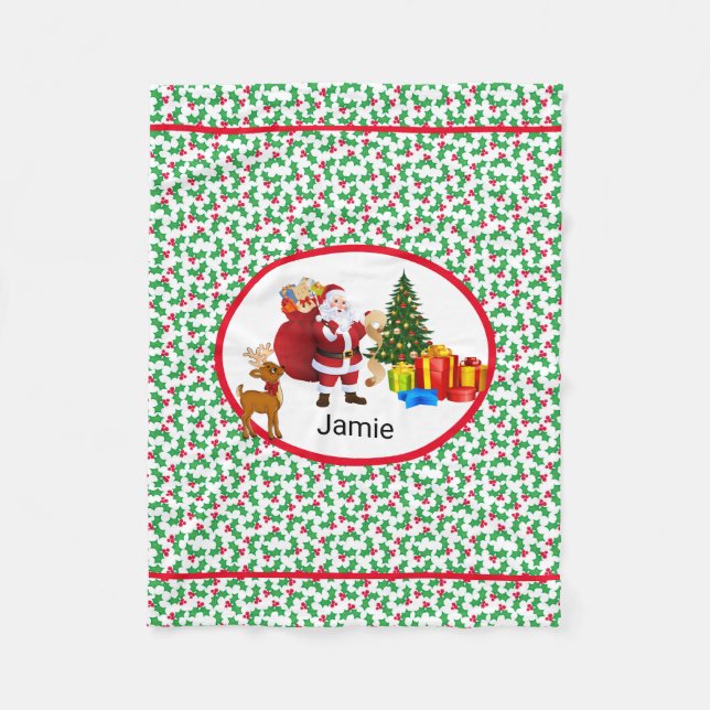 Manta Polar Santa Claus Añadir nombre Personalizar asiento de  (Anverso)
