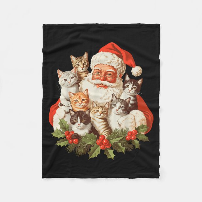 Manta Polar Santa Claus And Kittens Cats Christmas  (Anverso)