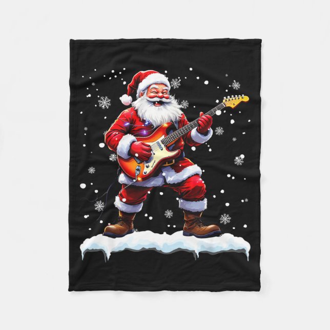 Manta Polar Santa Claus Playing B Guitar Christmas Xmas Music  (Anverso)