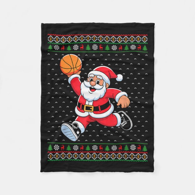 Manta Polar Santa Claus Playing Basketball Ugly Christmas Men  (Anverso)