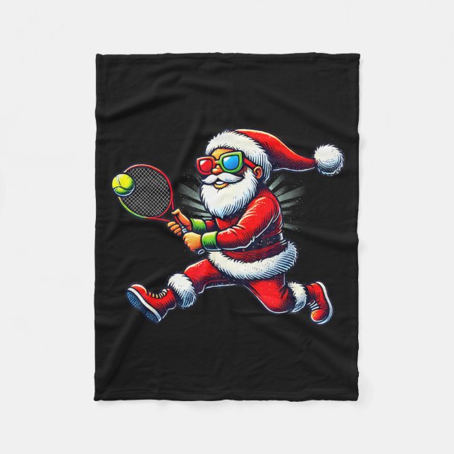Manta Polar Santa Claus Playing Tennis Game Tennis Racket Chri (Anverso)