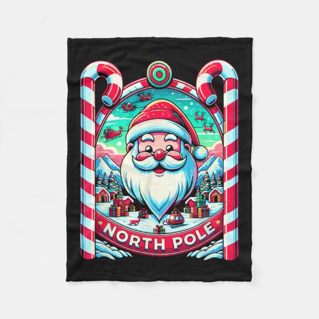 Manta Polar Santa Claus Polo Norte Feliz Navidad (Anverso)