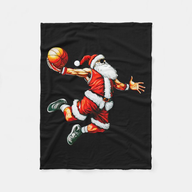 Manta Polar Santa Claus Slam Dunk Basketball Hoop Christmas Pa (Anverso)