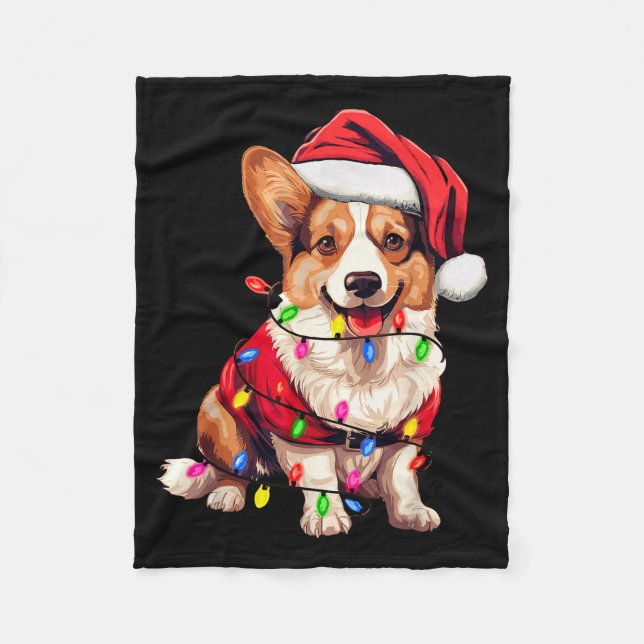 Manta Polar Santa Corgi Dog Christmas Lights Xmas Pajama Dog L (Anverso)