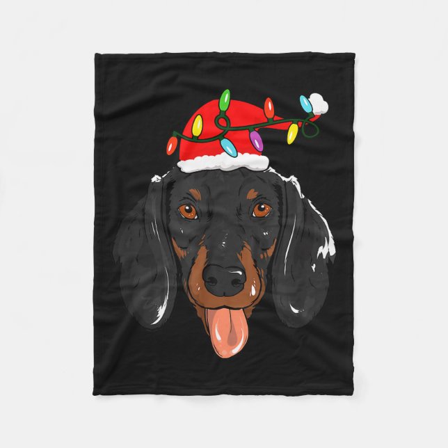 Manta Polar Santa Dachshund Light Christmas  (Anverso)