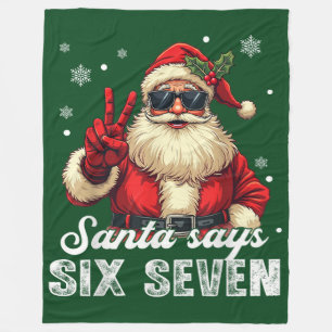 Manta Polar Santa Dice SIX SEVEN – Divertida Meme de Navidad