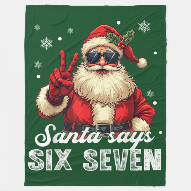 Manta Polar Santa Dice SIX SEVEN – Divertida Meme de Navidad (Anverso)